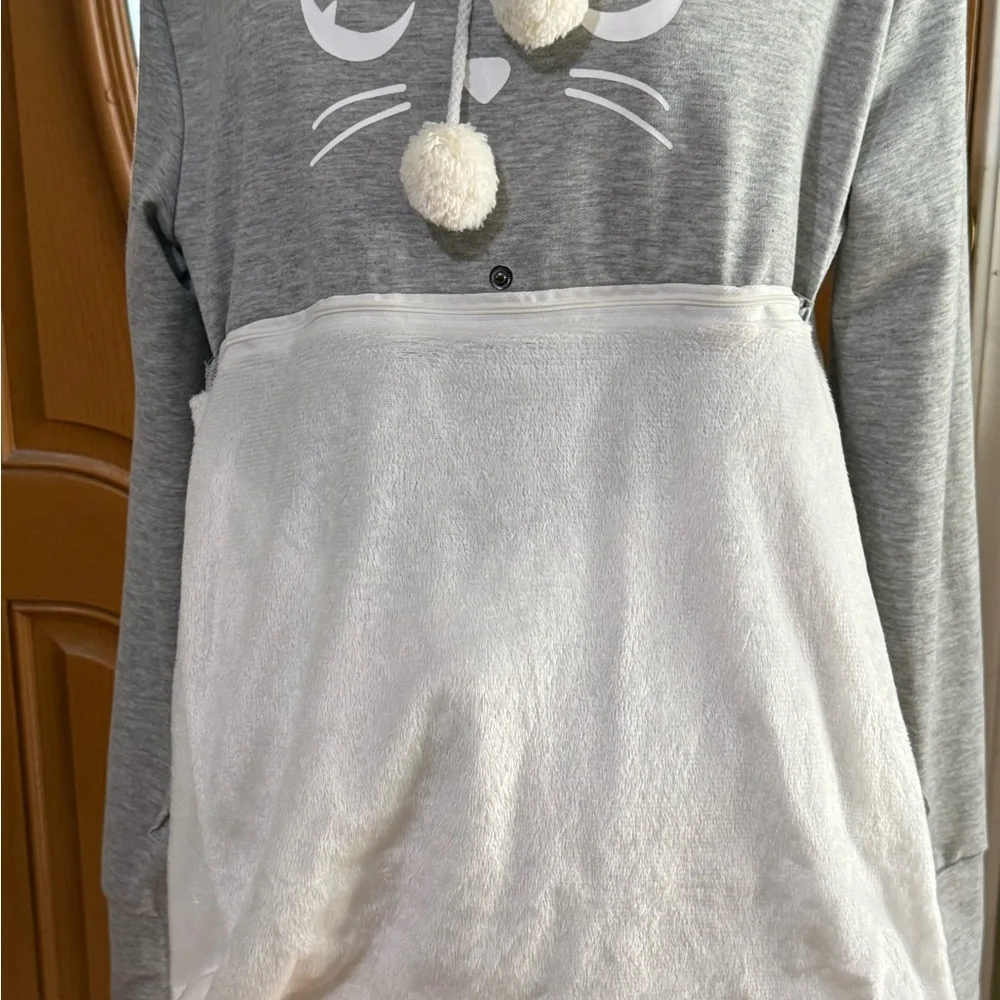 Gray Cat Hoodie for Pet Lovers